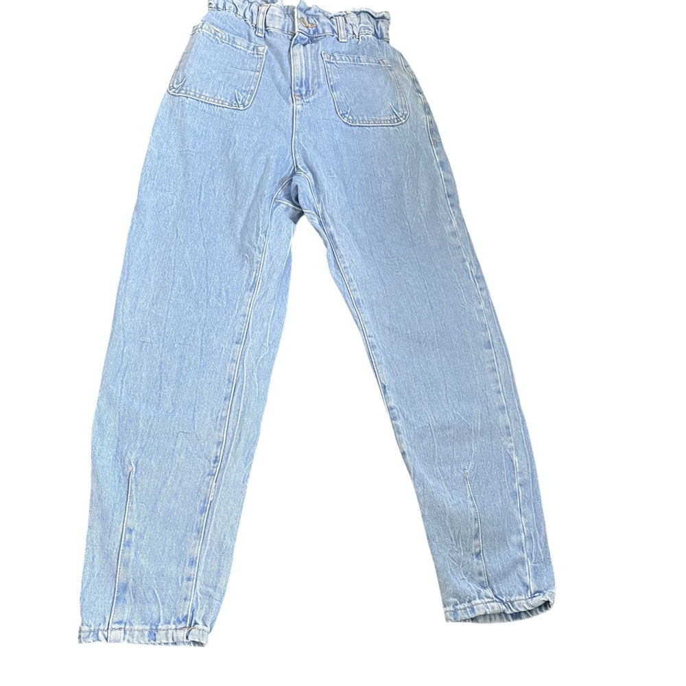 Zara Denim Paperbag Waist Jeans EUR 32 US 0 - High Rise Light Wash - Picture 3 of 11